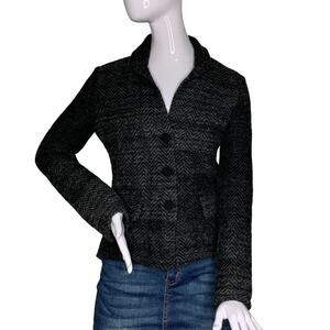 ANNE CLAIRE Sweater Top Merino Wool Made in Italia Three Front Buttons Size M